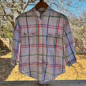 Diane Von Furstenberg Women's Colorful Striped Button Down Shirt Size S